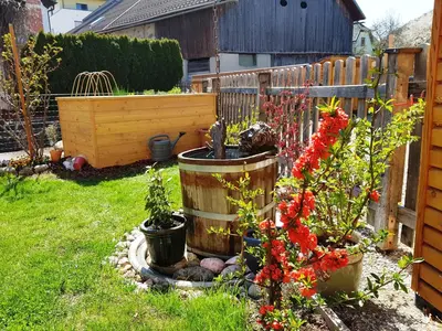 Ein Garten an der Unterkunft Ferienappartement am Leisnitzbach