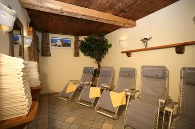 Ein Sitzbereich in der Unterkunft Appartement Feldlhof