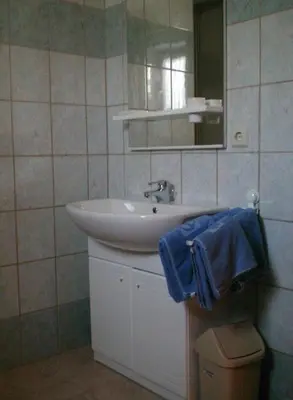 Ein Badezimmer in der Unterkunft Hansalagut