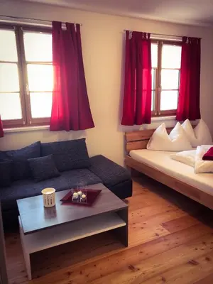 Ein Bett oder Betten in einem Zimmer der Unterkunft Bergblick