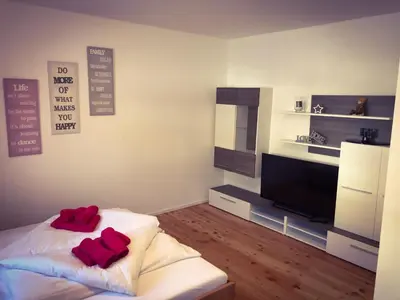 Ein Bett oder Betten in einem Zimmer der Unterkunft Bergblick