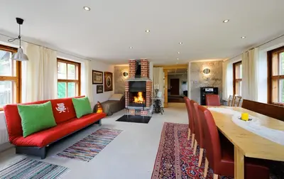 Ein Sitzbereich in der Unterkunft Loft am See