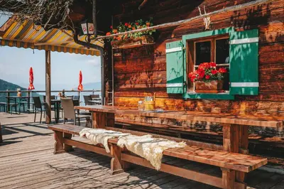 Ein Balkon oder eine Terrasse in der Unterkunft Reitlehenalm