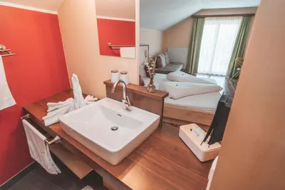 Ein Bett oder Betten in einem Zimmer der Unterkunft Landgasthof Wöhrer