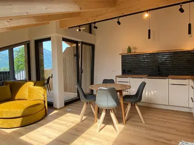 Ein Sitzbereich in der Unterkunft Wolf & Schaf Apartments