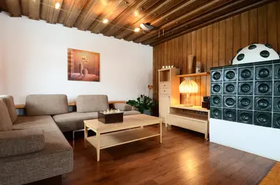 Ein Sitzbereich in der Unterkunft Ferienhaus Schnitzhof