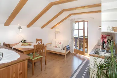 Ein Sitzbereich in der Unterkunft Appartements Jägerrast