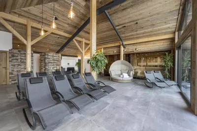 Ein Sitzbereich in der Unterkunft Weitenmoos Panorama Apartments