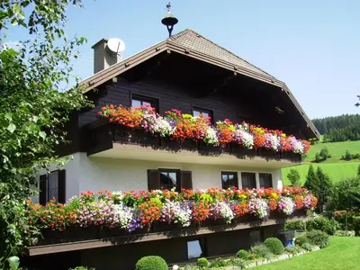 Ein Garten an der Unterkunft Haus Alpenland
