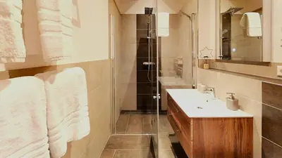 Ein Badezimmer in der Unterkunft Chalet Traumblick