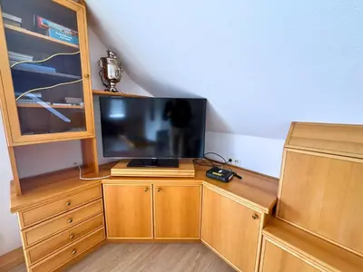 TV/Unterhaltungsangebot in der Unterkunft Altstadt Maisonette Gmunden DG mit Balkon und Seeblick