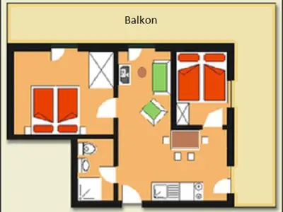 Grundriss der Unterkunft Appartements Mooslechner