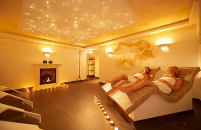 Ein Sitzbereich in der Unterkunft Aparthotel Dachsteinblick