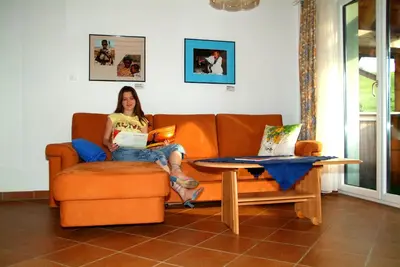Ein Sitzbereich in der Unterkunft Apartments Grabler