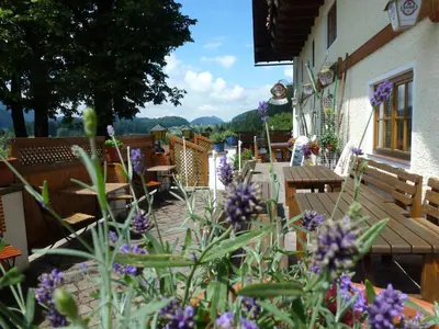 Ein allgemeiner Bergblick oder ein Berglick von der Pension aus