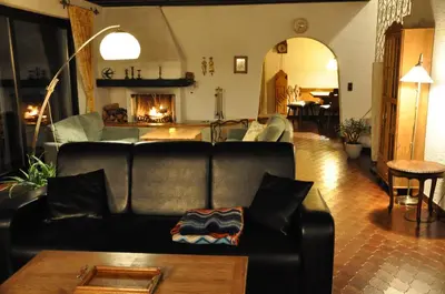 Ein Sitzbereich in der Unterkunft Landhaus Blaubeerhügel