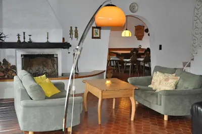Ein Sitzbereich in der Unterkunft Landhaus Blaubeerhügel
