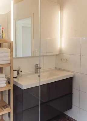 Ein Badezimmer in der Unterkunft Ferienbungalow Mountain View Wood