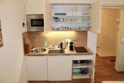 Küche/Küchenzeile in der Unterkunft Echt Heimat Apartments