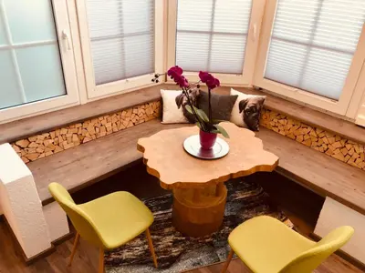 Ein Sitzbereich in der Unterkunft Echt Heimat Apartments