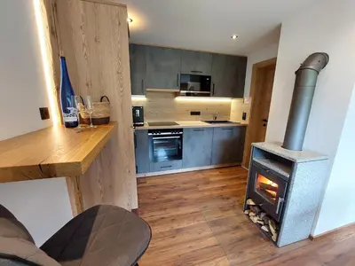 Küche/Küchenzeile in der Unterkunft Oberauhof Chalet