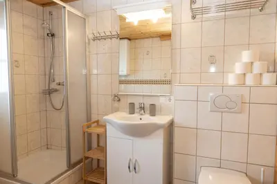 Ein Badezimmer in der Unterkunft Ferienwohnung Schaupphof