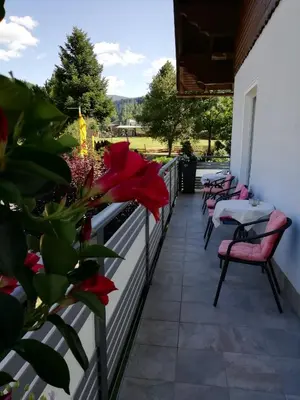 Ein Garten an der Unterkunft Pension Strauss