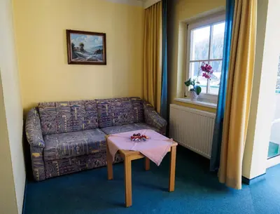 Ein Sitzbereich in der Unterkunft Aparthotel Alpina