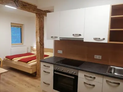 Küche/Küchenzeile in der Unterkunft Ferienhof Gindl, Gästehaus Gindl und Pferdehof