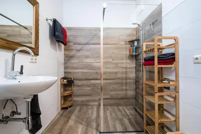 Ein Badezimmer in der Unterkunft Pistenblick
