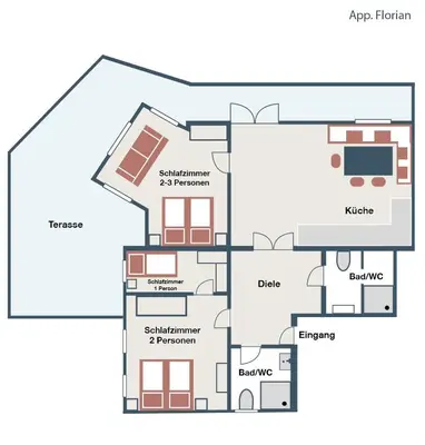 Grundriss der Unterkunft Haus Florian Appartements