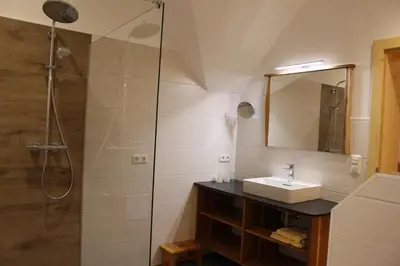 Ein Badezimmer in der Unterkunft Ferienhof Rinnergut