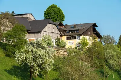 Das Gebäude in dem sich der Bauernhof befindet