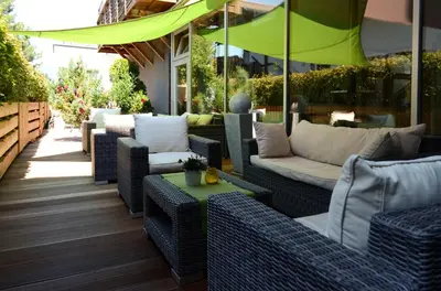 Ein Sitzbereich in der Unterkunft Aktiv- und Wellnesshotel Gutjahr