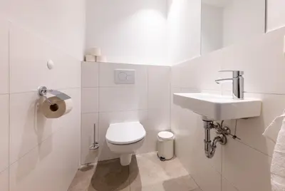 Ein Badezimmer in der Unterkunft wohn.genuss app traumhaus