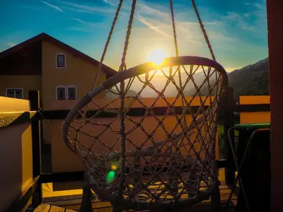 Blick auf den Sonnenuntergang/Sonnenaufgang von der Ferienwohnung aus oder aus der Nähe