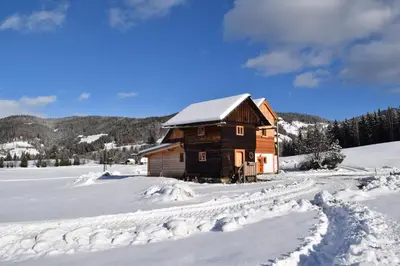 Ferienhütte Troadkostn im Winter