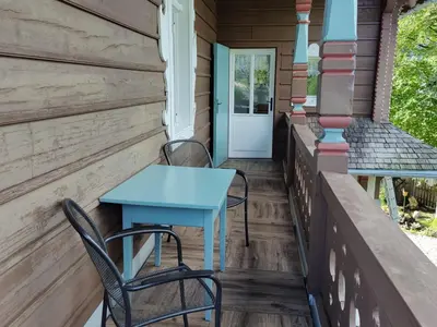 Ein Balkon oder eine Terrasse in der Unterkunft Wohnen am See Villa Schrötter direkt am Traunsee