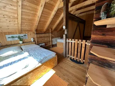 Ein Bett oder Betten in einem Zimmer der Unterkunft Troadkasten Hollnhof, bezaubernder Panoramablick