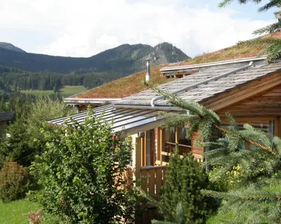 Ein allgemeiner Bergblick oder ein Berglick von des Ferienhauses aus