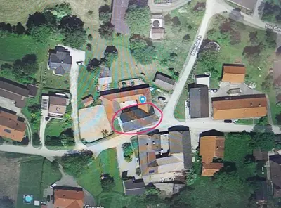 Blick auf Ferienwohnung Schmied 1 aus der Vogelperspektive