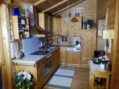 Küche/Küchenzeile in der Unterkunft Zirbelhütte
