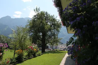 Ein allgemeiner Bergblick oder ein Berglick von der Pension aus