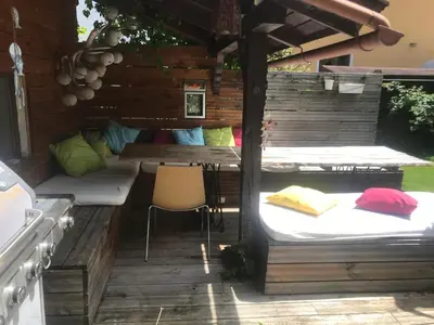 Ein Sitzbereich in der Unterkunft Villa Nussbaum