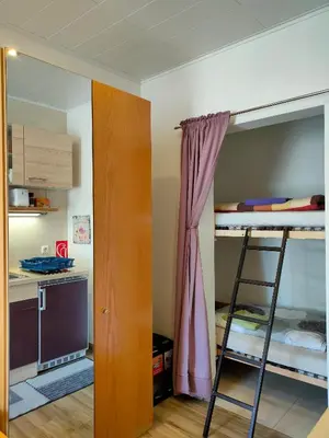 Küche/Küchenzeile in der Unterkunft Monteurzimmer - Studio mit Singleküche-Apartment with Longstayfares