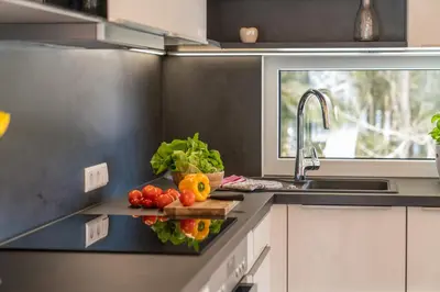 Küche/Küchenzeile in der Unterkunft Appartement Ahorn