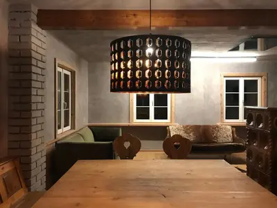 Ein Sitzbereich in der Unterkunft Bergchalet Hinterstoder