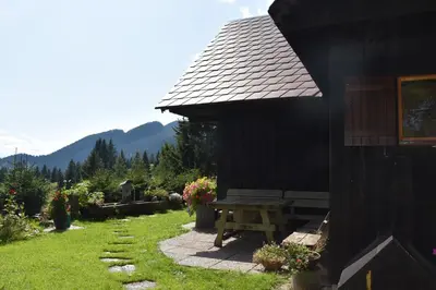 Ein allgemeiner Bergblick oder ein Berglick von des Ferienhauses aus