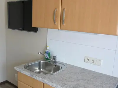 Küche/Küchenzeile in der Unterkunft Apartments Hartsleben