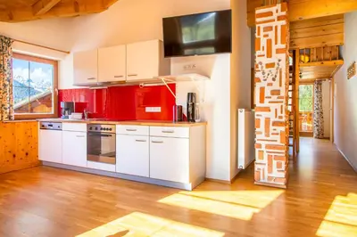 Küche/Küchenzeile in der Unterkunft Öko-Appartements Fallhaus